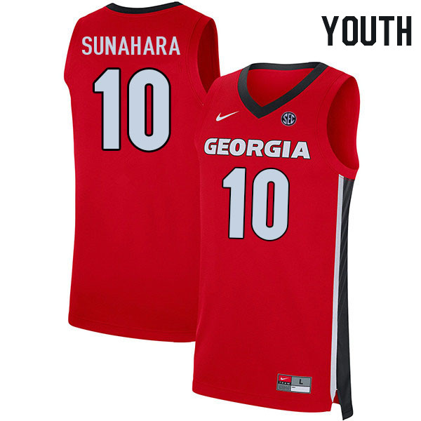 Youth #10 RJ Sunahara Georgia Bulldogs College Basketball Jerseys Stitched Sale-Red